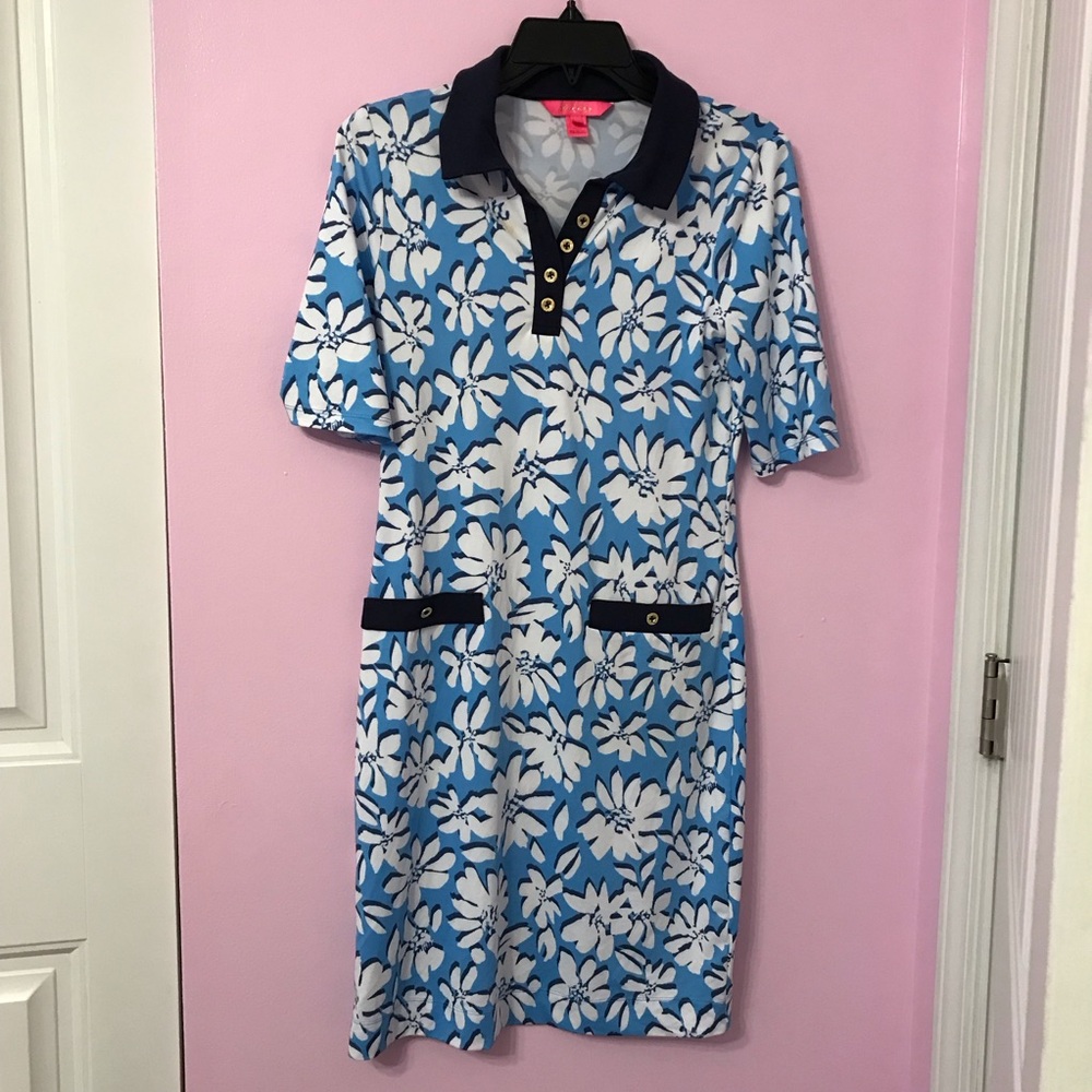 Lilly Pulitzer Blue and White Floral Dress